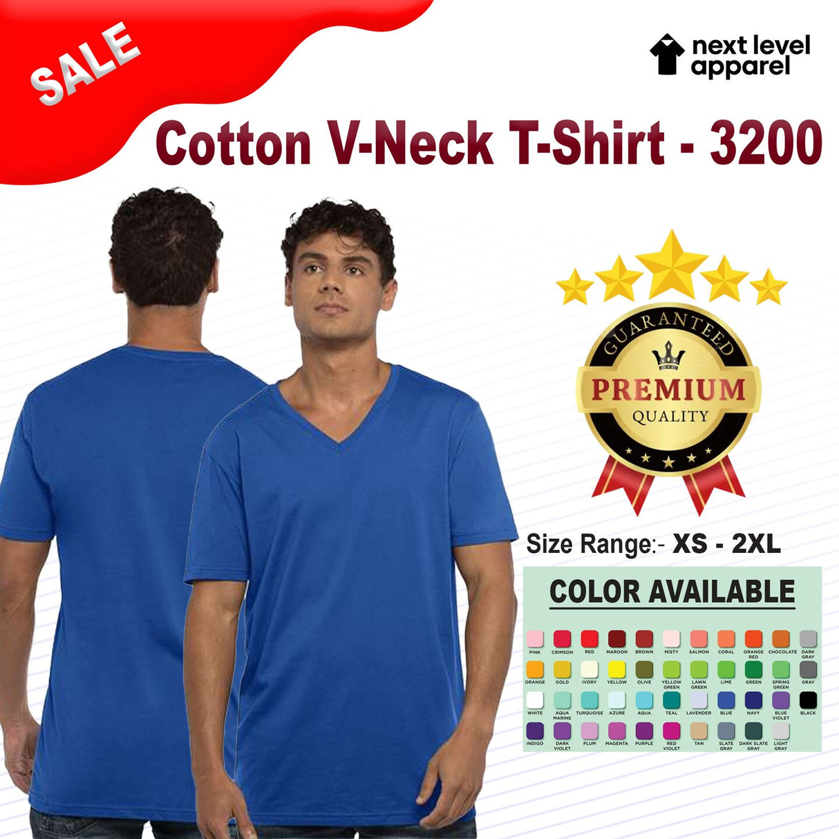 Next Level® Cotton V-Neck Short Sleeve T-Shirt