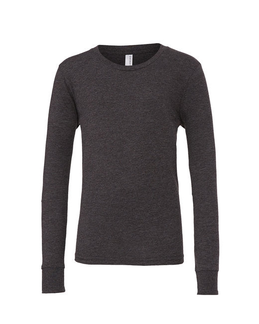 Bella + Canvas® Youth Heather CVC Crewneck Long Sleeve T-Shirt