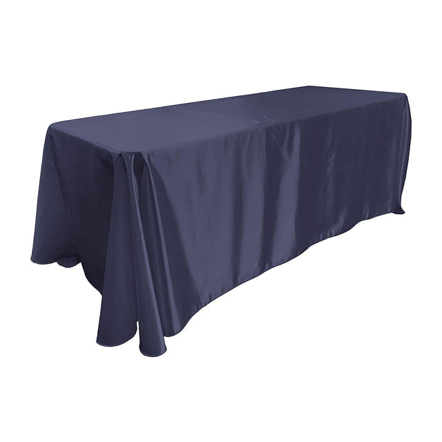 Navy Blue Bridal Satin Rectangular Tablecloth 90 x 156″