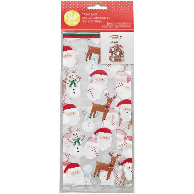 Wilton Santa Claus, Reindeer and Snowman Christmas Treat Bags with Ties – 20 Count