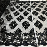 Beaded 3D Floral Lace Fabric