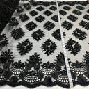 1 Yard Beaded 3D Floral Embroidered Lace Fabric on Polyester Net Mesh, 52" Width