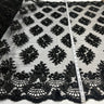 Beaded 3D Floral Lace Fabric - Navy Blue/Black Floral Embroidered Net Mesh, 48" Width (1 Yard)