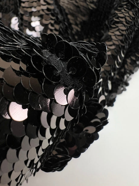Black Polyamide Crepe Sequins