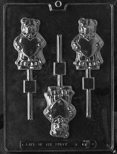 Bear Holding Heart Lolly Chocolate Mold - LPD087