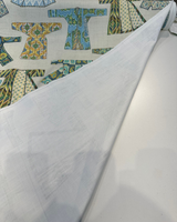 Hanako Duck Jadestone Drapery Upholstery Fabric - Green Blue Orange Yellow Brown On Beige Background, 54" Width (1 Yard)