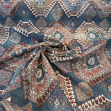 Wild Frontier Patriot Southwest Chenille Chenille Fabric - Patriot Red Blue Beige Ivory With Black Hints, 57" Width (1 Yard)