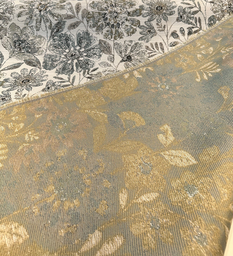 Happy Note Chenille Fabric - Blue Stone Floral, 59.5" Width (1 Yard)