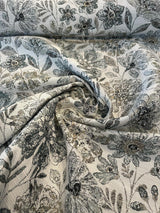 Happy Note Chenille Fabric - Blue Stone Floral, 59.5" Width (1 Yard)