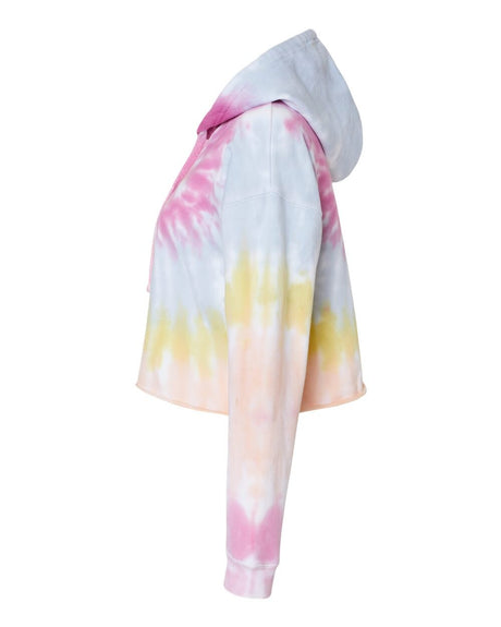 Colortone Womens Tie-Dyed Crop Hoodie trendy fit pullover