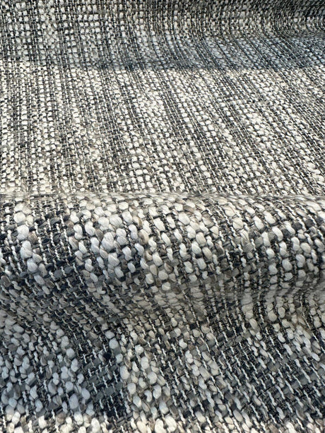 Lucky One Chenille Tweed Upholstery Fabric - Fog Gray/Off White Mix, 55" Width (1 Yard)