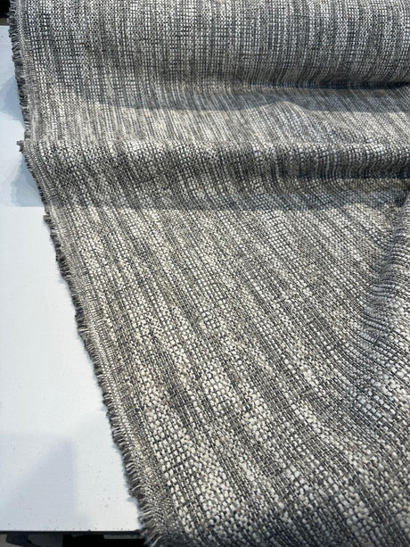 Lucky One Chenille Tweed Upholstery Fabric - Fog Gray/Off White Mix, 55" Width (1 Yard)