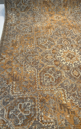 Riggs Sienna Pecan Chenille Fabric - Traditional Damask, Sienna Pecan With Gray And Charcoal, 56" Width (By The Yard)