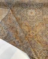 Riggs Sienna Pecan Chenille Fabric - Traditional Damask, Sienna Pecan With Gray And Charcoal, 56" Width (By The Yard)