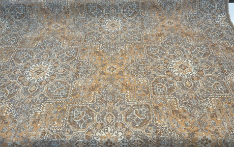 Riggs Sienna Pecan Chenille Fabric - Traditional Damask, Sienna Pecan With Gray And Charcoal, 56" Width (By The Yard)