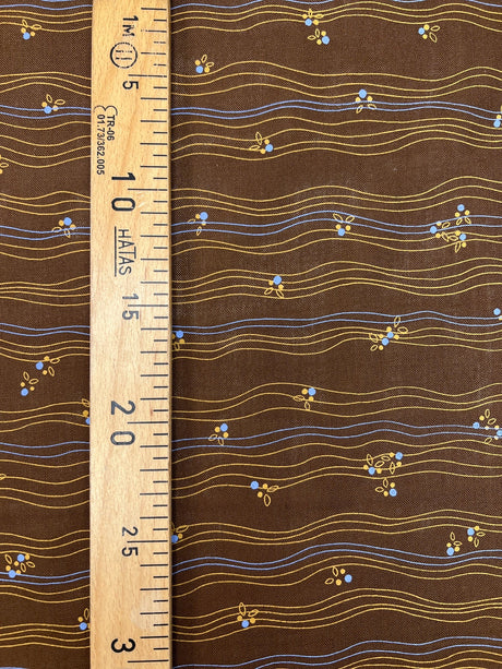 Wool Striped Yellow Brown Fabric