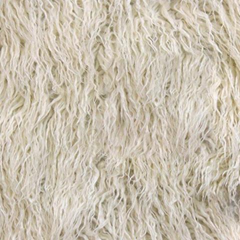 Ivory Faux Fake Mongolian Animal Fur Fabric Long Pile,