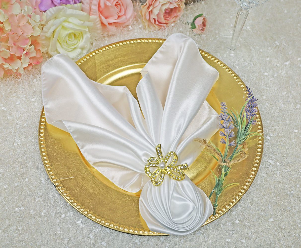 Satin Dinner Napkins 20x20 White