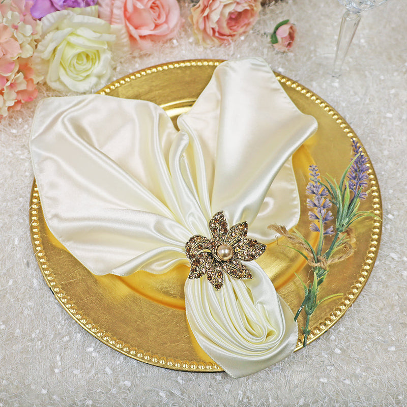 Satin Dinner Napkins 20x20 Ivory