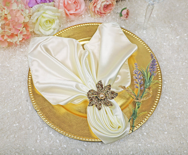 Satin Dinner Napkins 20x20 Ivory
