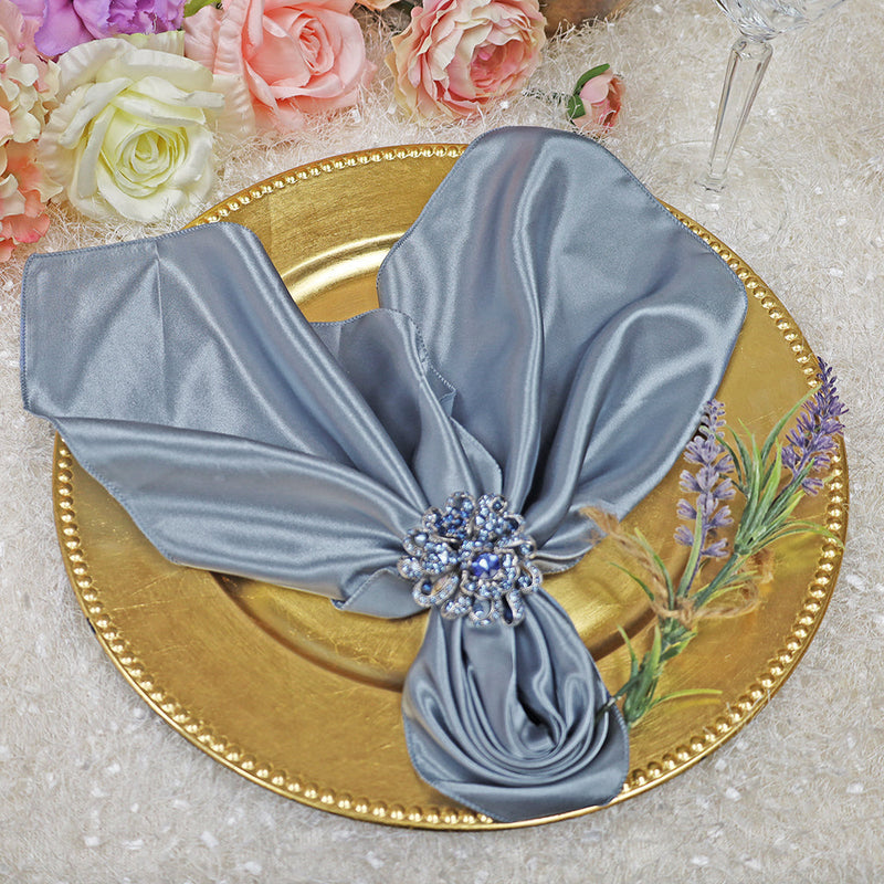Satin Dinner Napkins 20x20 Dusty Blue
