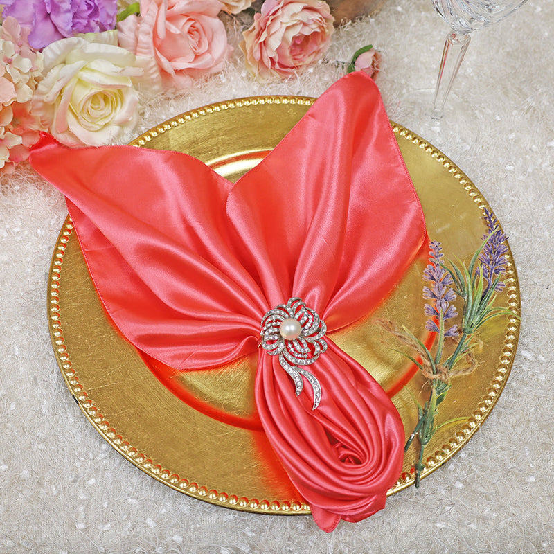 Satin Dinner Napkins 20x20 Coral