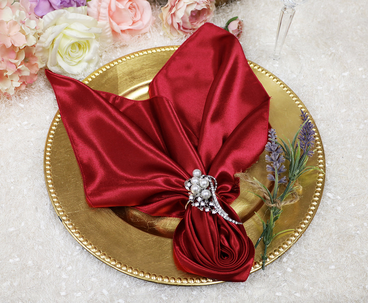 Satin Dinner Napkin Sample 20x20 Apple Red