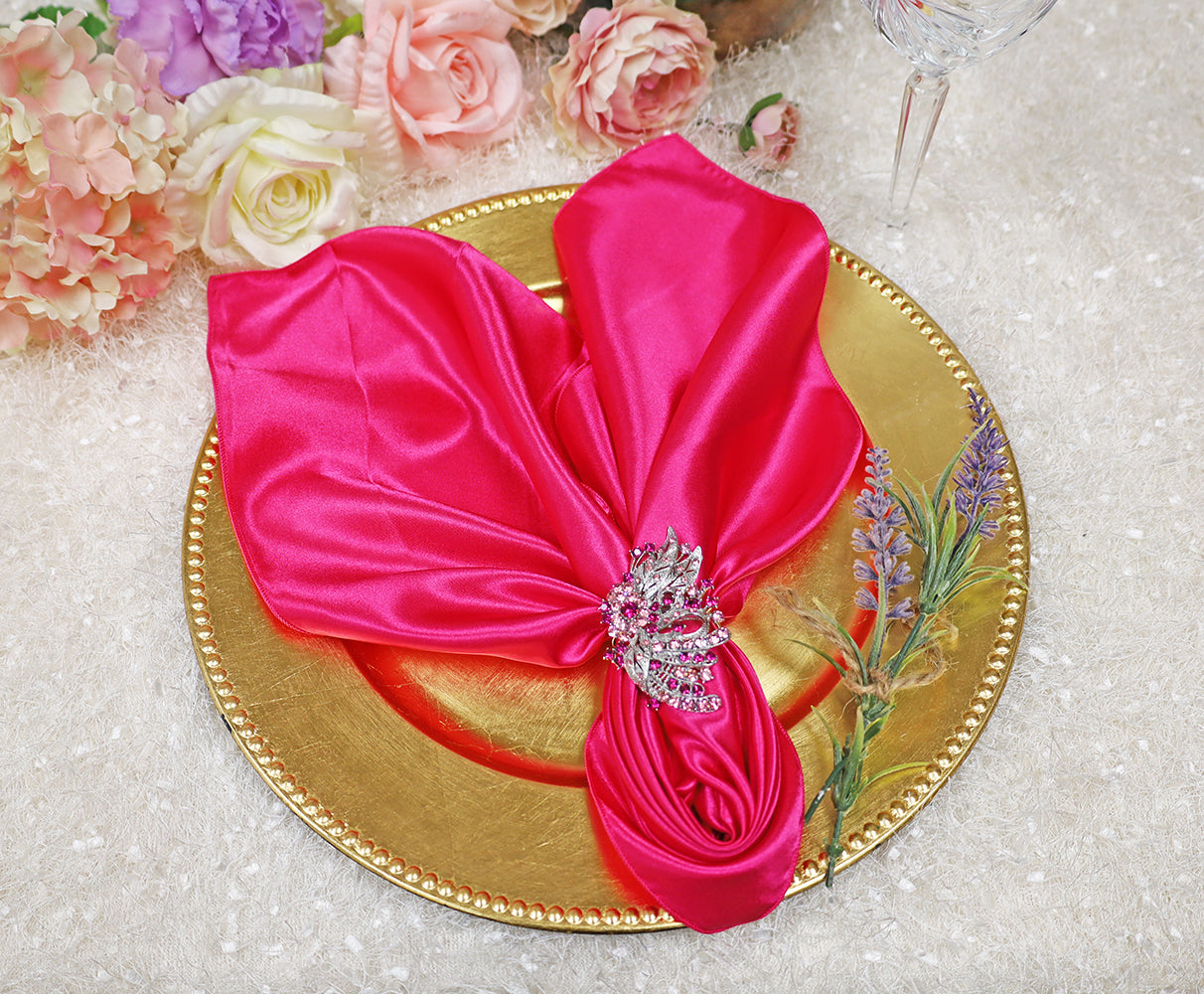 Satin Dinner Napkins 20x20 Fuchsia