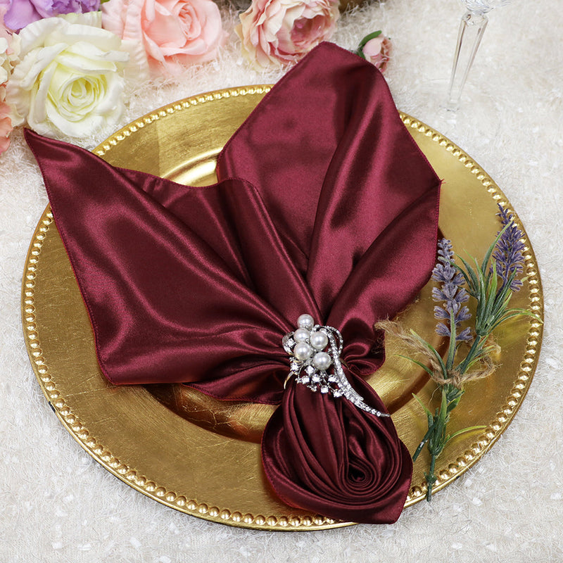 Satin Dinner Napkins 20x20 Burgundy