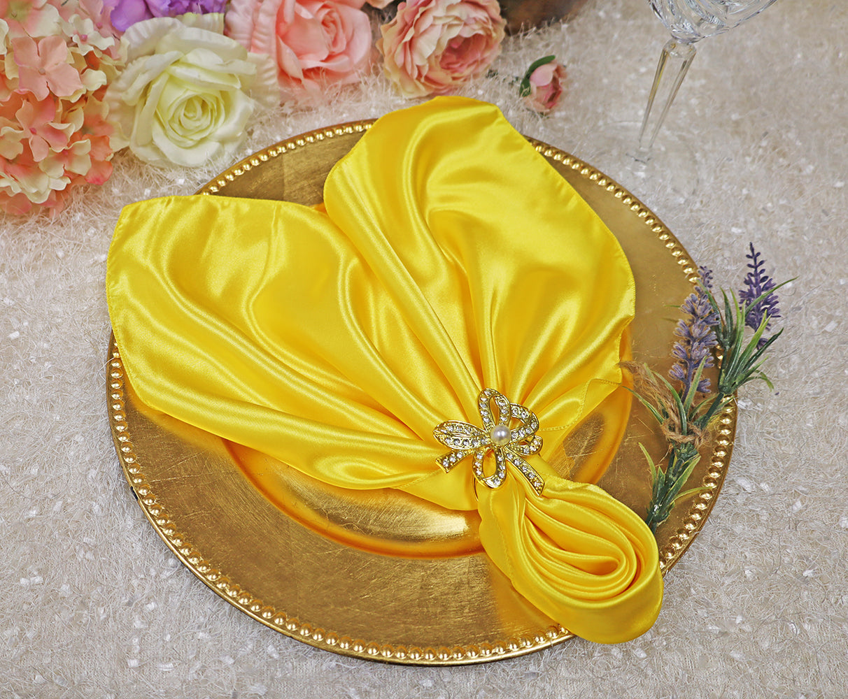Satin Dinner Napkins 20x20 Canary Yellow