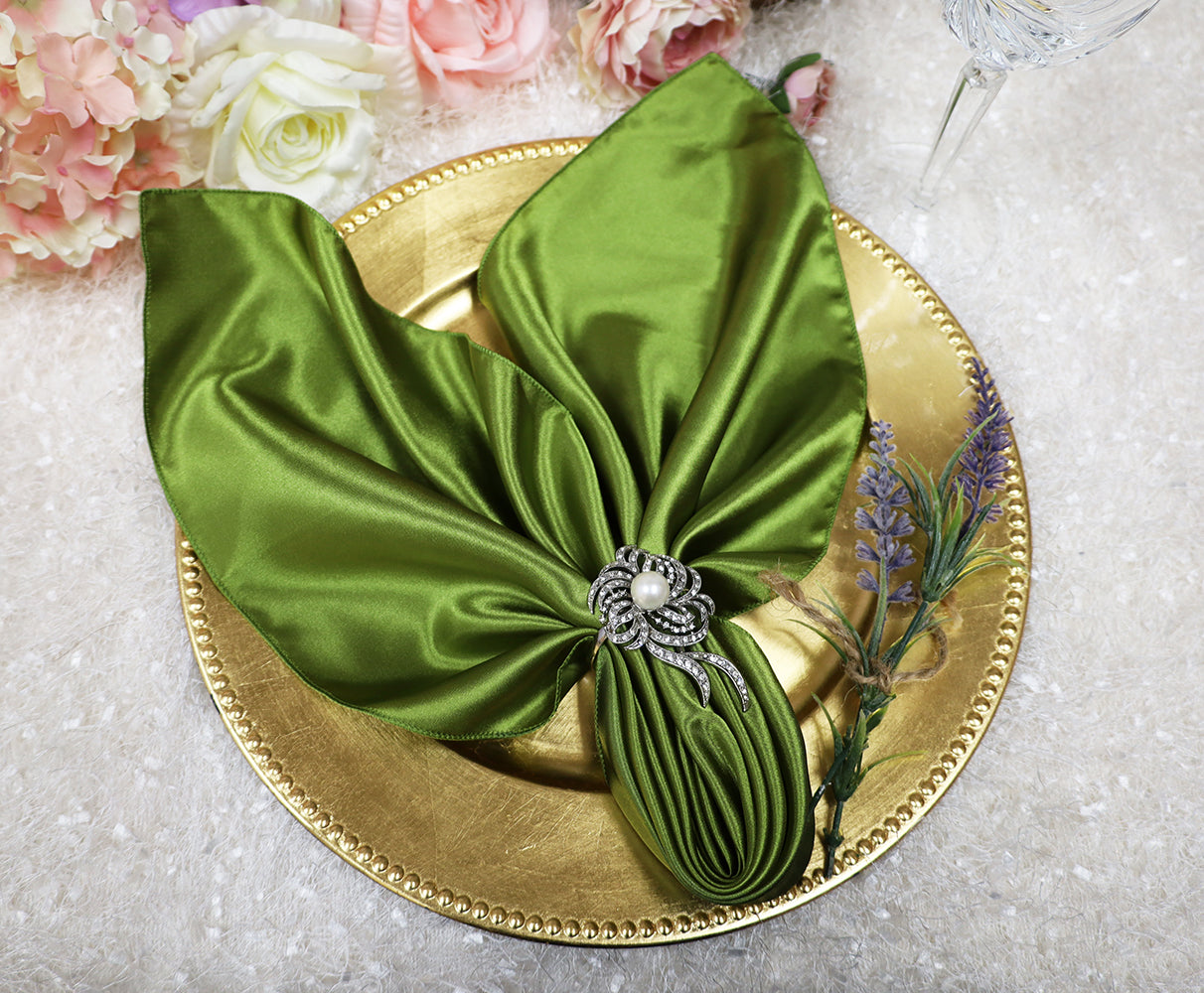 Satin Dinner Napkin Sample 20x20 Moss Green