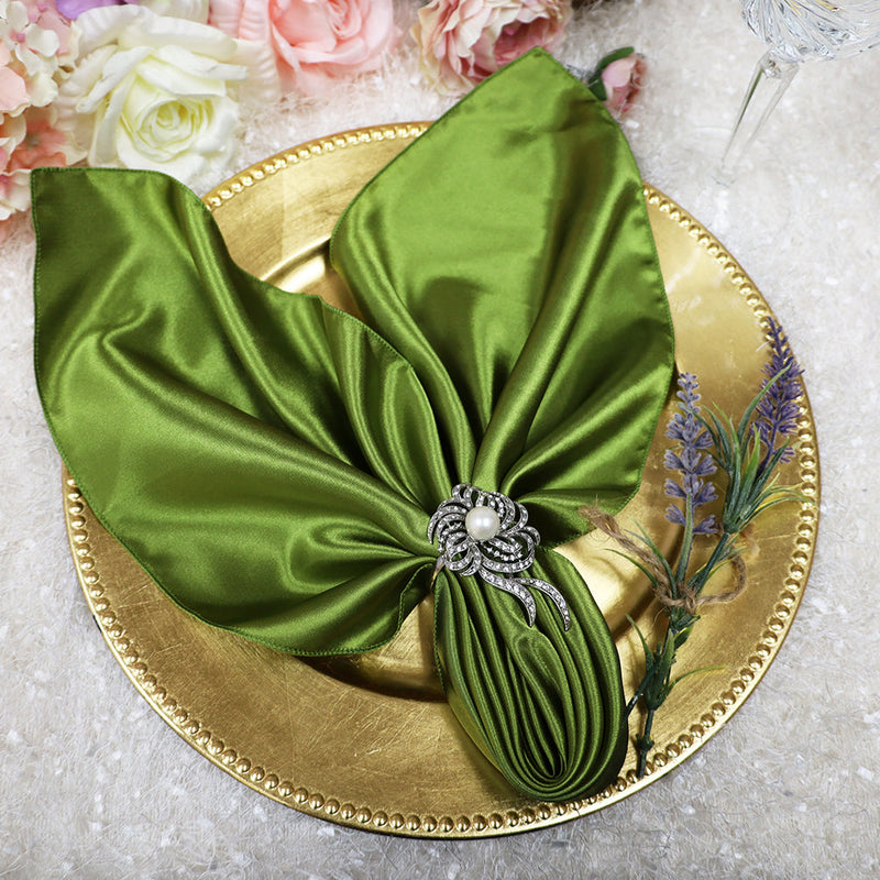 Satin Dinner Napkins 20x20 Moss Green