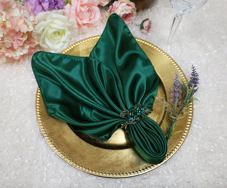 Satin Cloth Dinner Napkins 20x20 Hunter Green/Holly Green