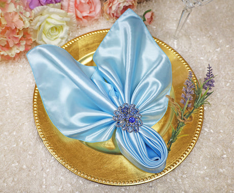 Satin Dinner Napkins 20x20 Baby Blue