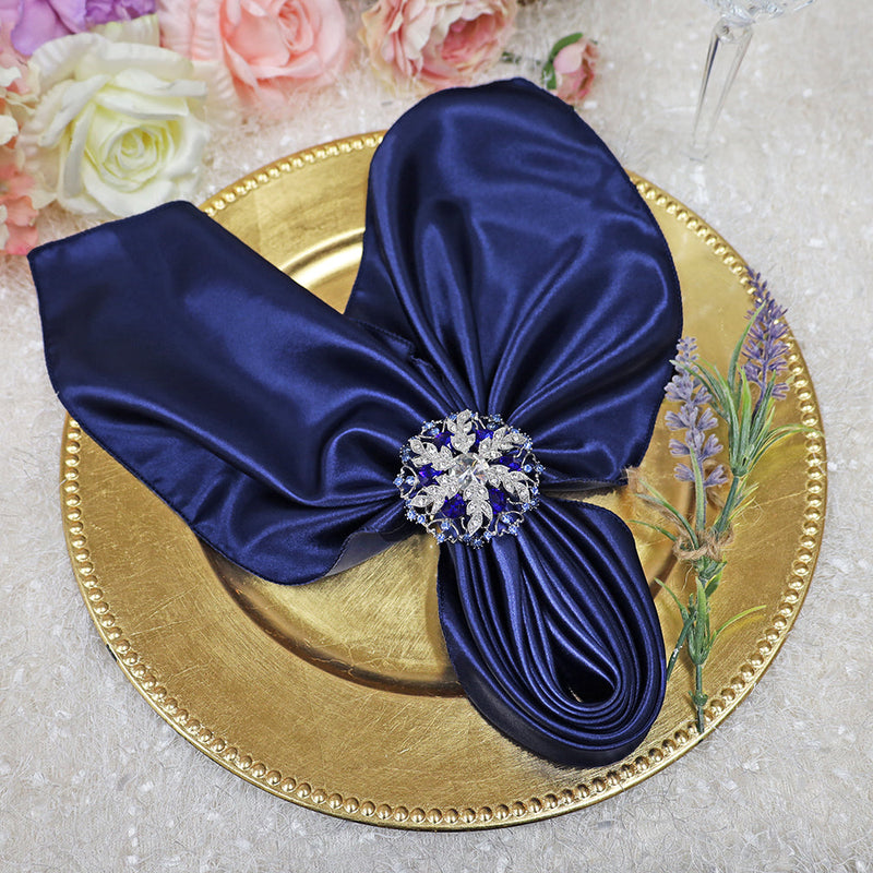 Satin Dinner Napkins 20x20 Navy Blue
