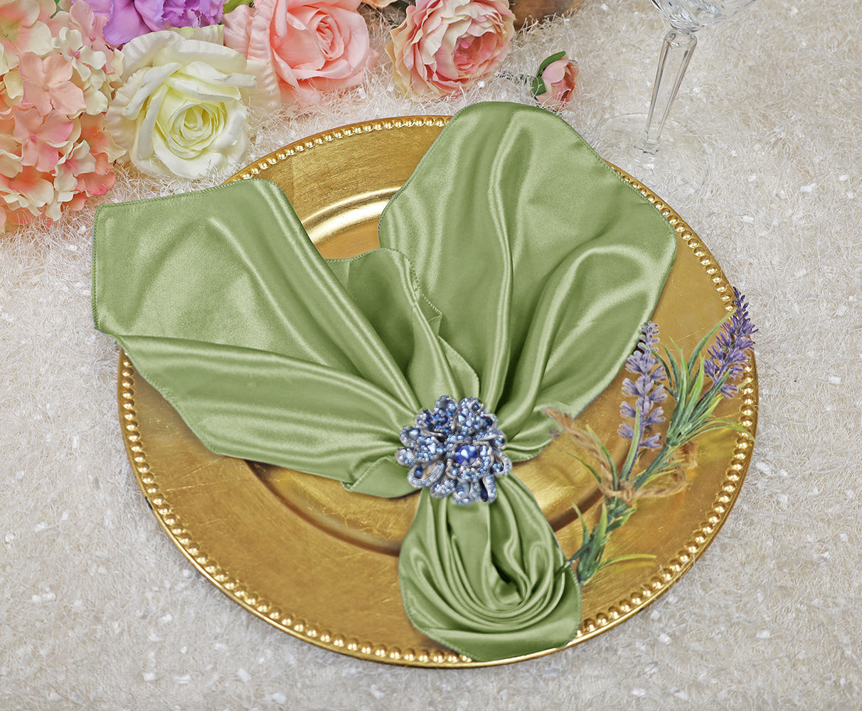 Satin Dinner Napkins 20x20 Sage Green