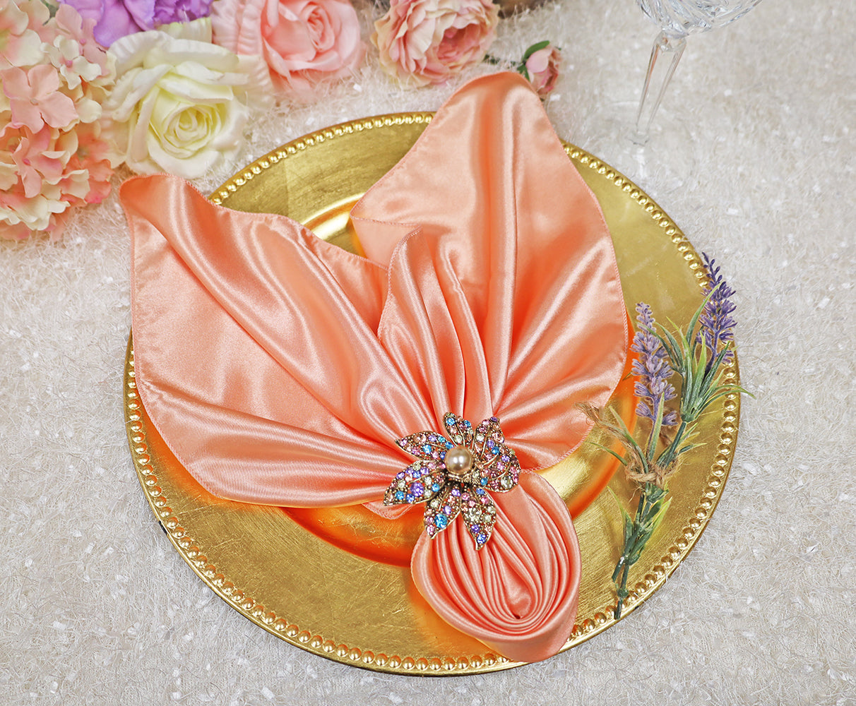 Satin Dinner Napkins 20x20 Apricot/Peach