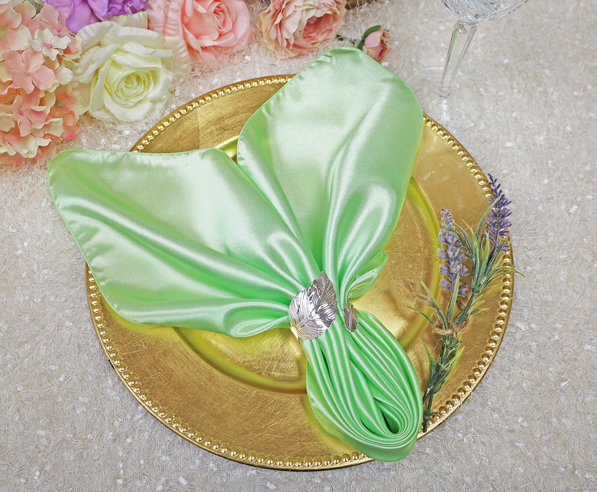 Satin Dinner Napkins 20x20 Mint Green