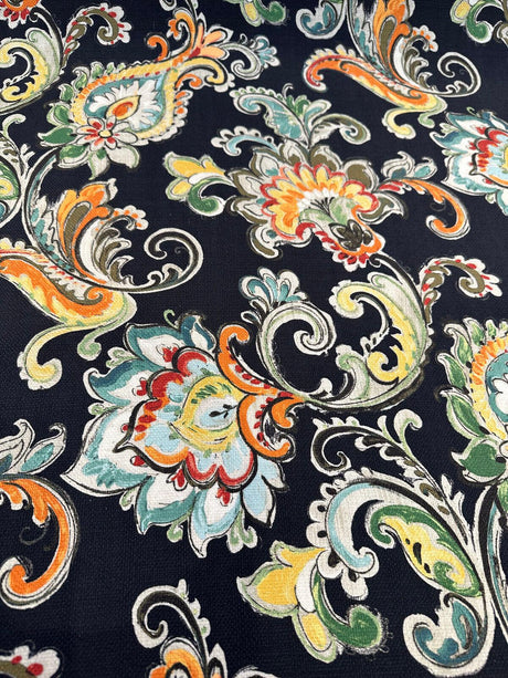 Scotto Madison Carnival Cotton Fabric - Black Multi Floral, 54" Width (1 Yard)