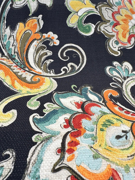 Scotto Madison Carnival Cotton Fabric - Black Multi Floral, 54" Width (1 Yard)