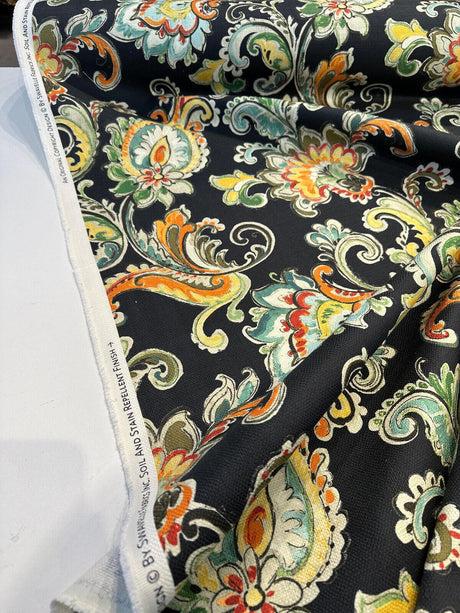 Scotto Madison Carnival Cotton Fabric - Black Multi Floral, 54" Width (1 Yard)