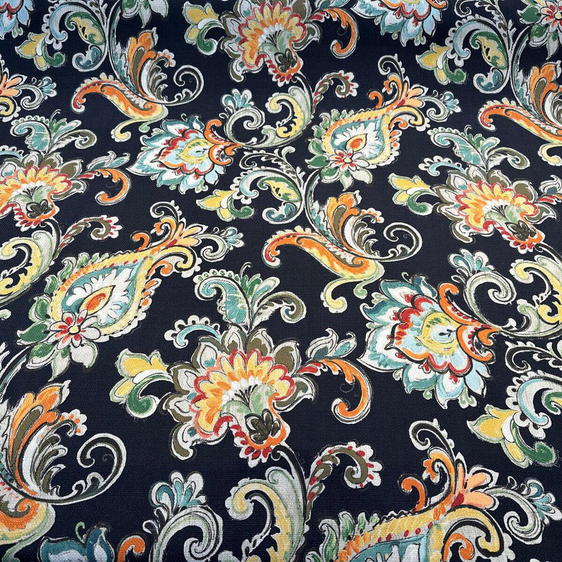 Scotto Madison Carnival Cotton Fabric - Black Multi Floral, 54" Width (1 Yard)