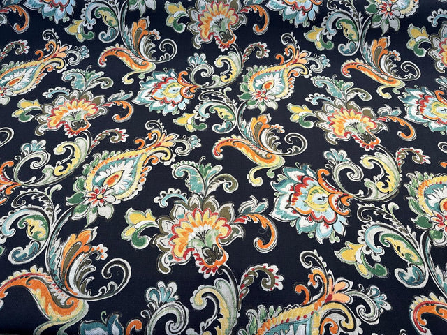 Scotto Madison Carnival Cotton Fabric - Black Multi Floral, 54" Width (1 Yard)