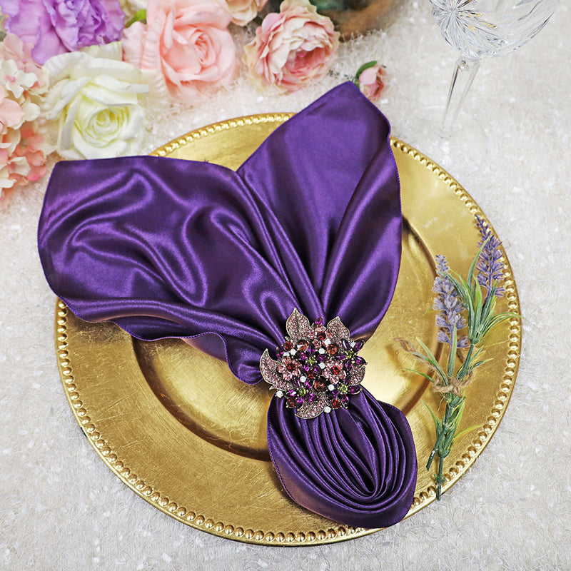 Satin Dinner Napkins 20x20 Eggplant