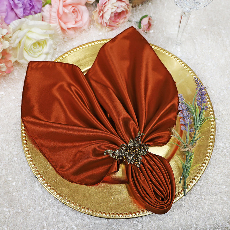 Satin Dinner Napkins 20x20 Rust/Burnt Orange