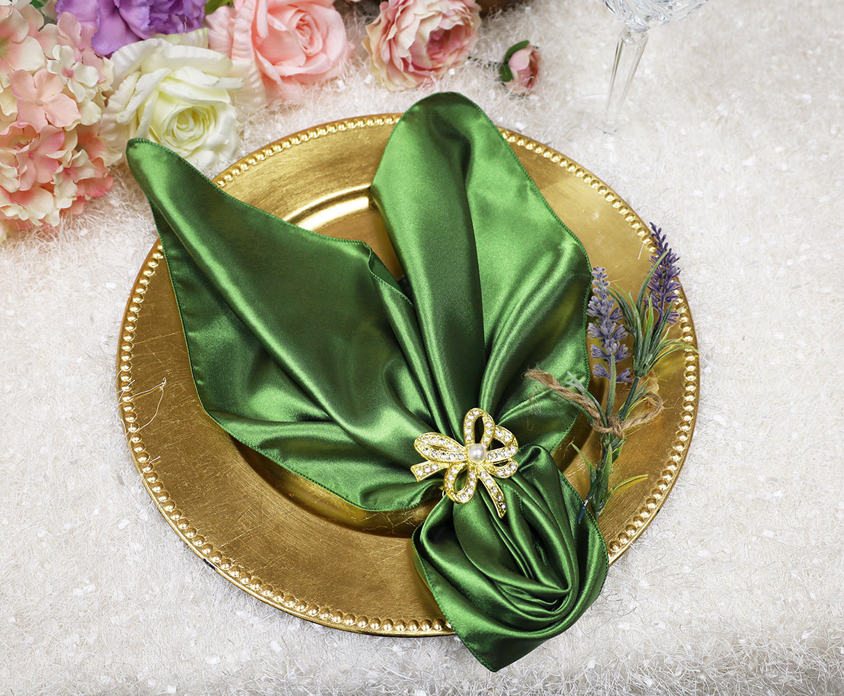 Satin Dinner Napkins 20x20 Clover Green