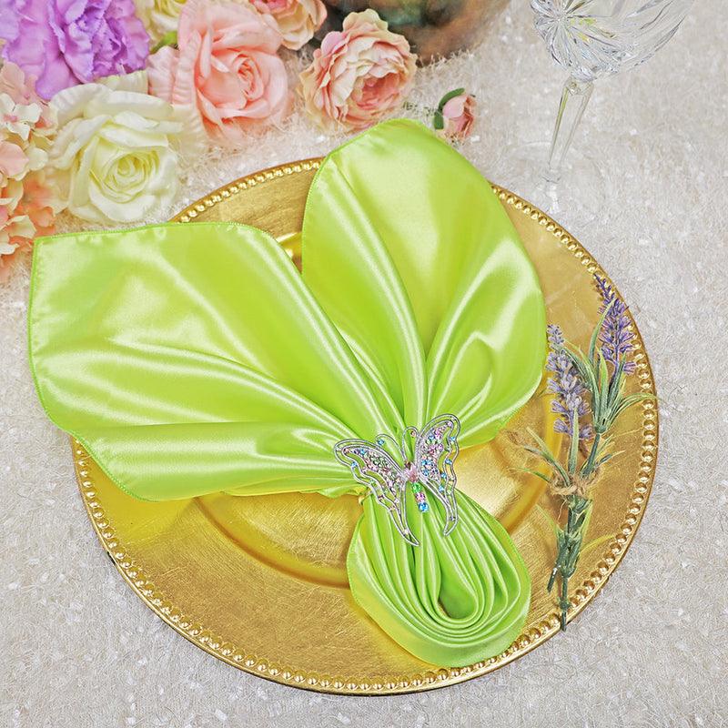 Satin Dinner Napkins 20x20 Key Lime