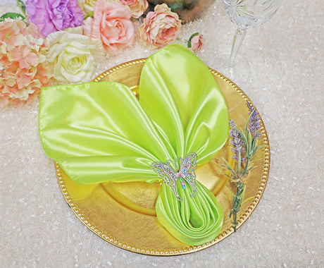 Satin Dinner Napkins 20x20 Key Lime