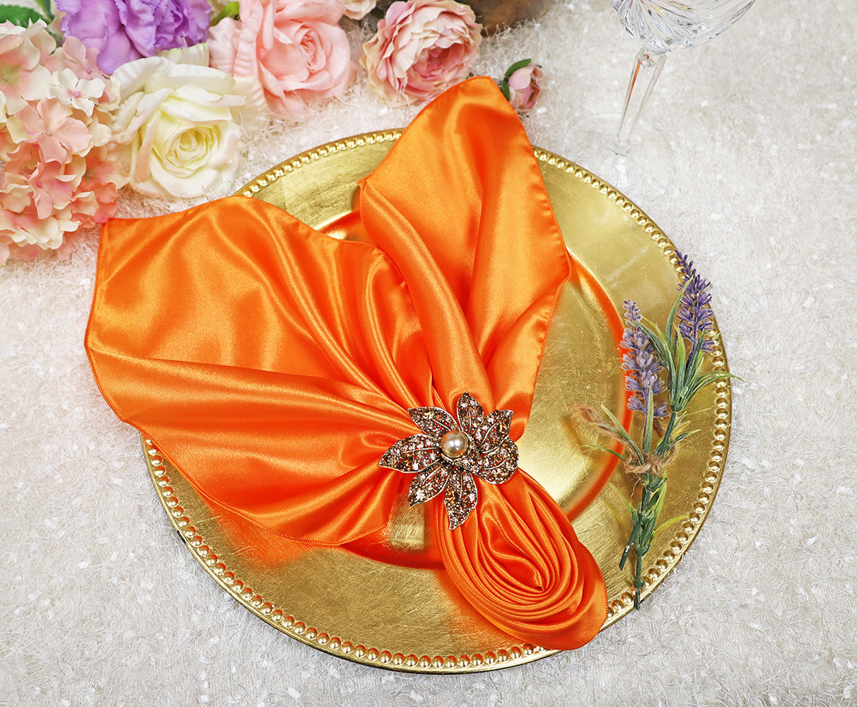 Satin Dinner Napkins 20x20 Tangerine