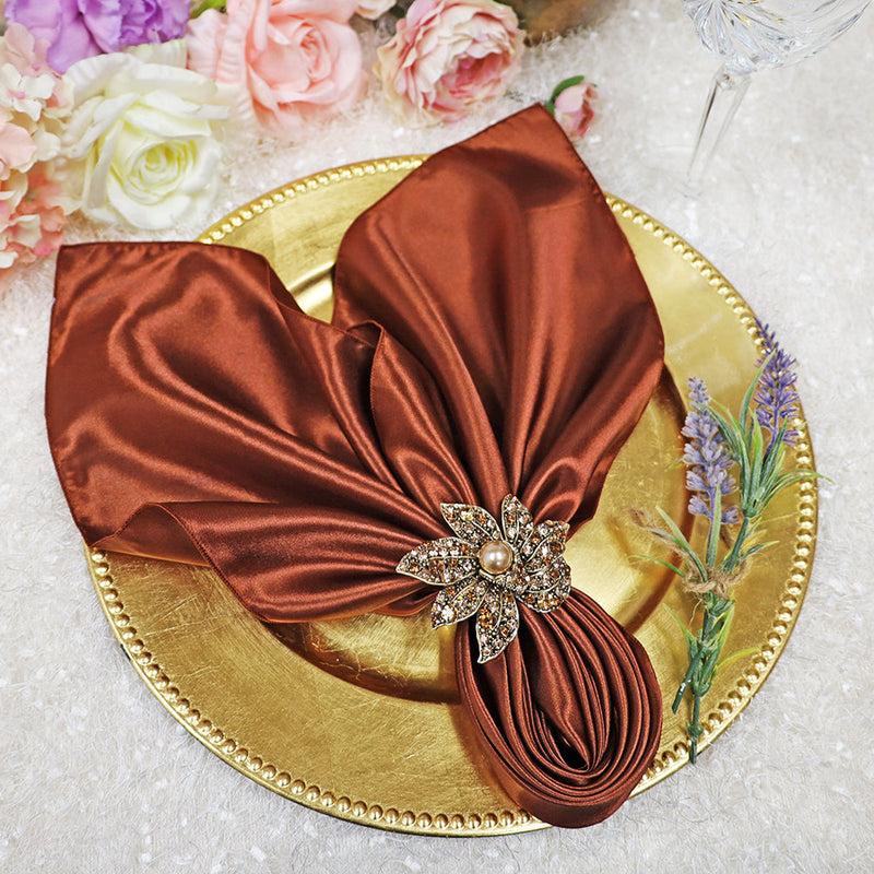 Satin Dinner Napkins 20x20 Cognac